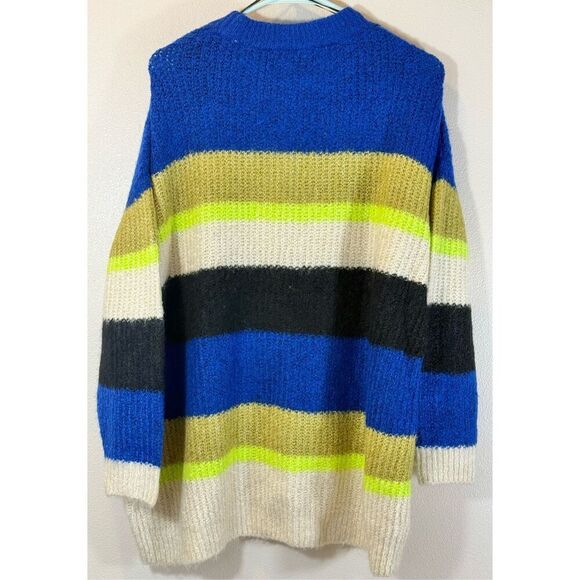 NWOT Kangol X H&M Wool Blend Chunky Striped Knit Oversized Sweater Women's M - Picture 6 of 12